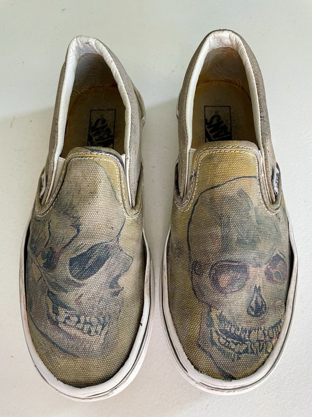 Vans Shoes Mens Size 4.5 Van Gogh Museum Skull Slip On Canvas Art Limited